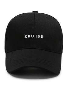 1 件男女通用纯色休闲字母刺绣棒球帽，时尚百搭涤纶棒球帽，适合户外活动和日常穿着