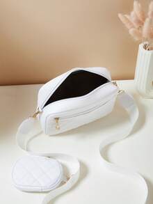 1pc Girls Mini Wave Pattern Embossed Letter Pouch, Phone Wallet Coin Purse - White - View 6