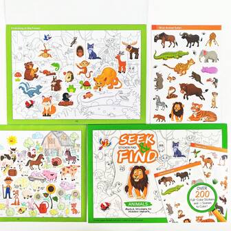 Search & Find Sticker Books, 2-5 Years Old Kids Coloring Sticker Fun Books, DIY Toy Books Find Animal Stickers, Early Education Stationery Stickers, Daily Focus Training, Children's Gifts, Birthday Holiday Gifts, Halloween Thanksgiving Christmas Gifts