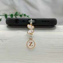 1 件双面圆形字母 A-Z 和蝴蝶吊饰防尘塞，DIY 金属手机装饰