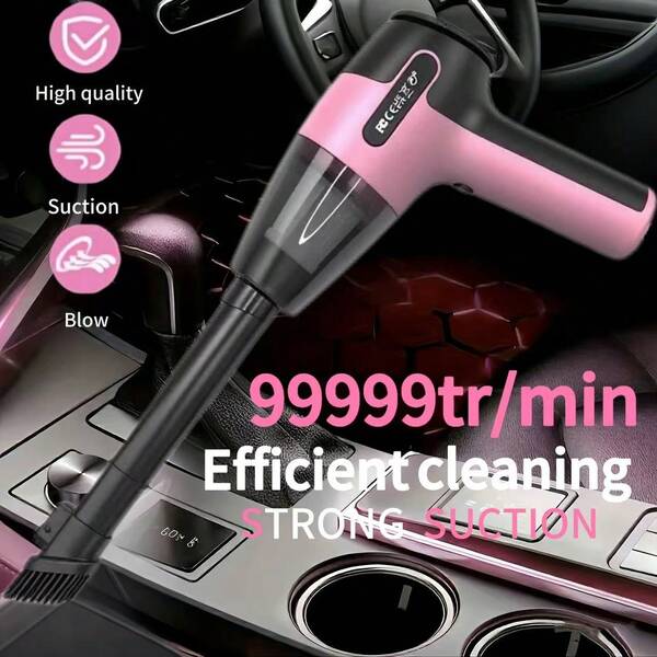 2025 Upgraded Handheld Car Vacuum Cleaner, Blowing And Suction Integrated, 5000Pa Super Strong Suction,With Dual Washable Filters, Low Noise, Suitable For Cars, Portable And Durable,Car Accessories For Men Amd Women,Girly Cute Pink Car Stuff