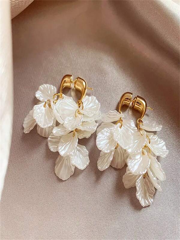 2pcs Petal Earrings For Women, Delicate Chic Unique Dainty Earring Studs 2025 New Fashion Jewelry