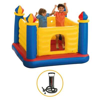  Cama Elástica Pula Pula Inflável Infantil Castelo Encantado Multicolorido com Bomba de Encher Intex #48259