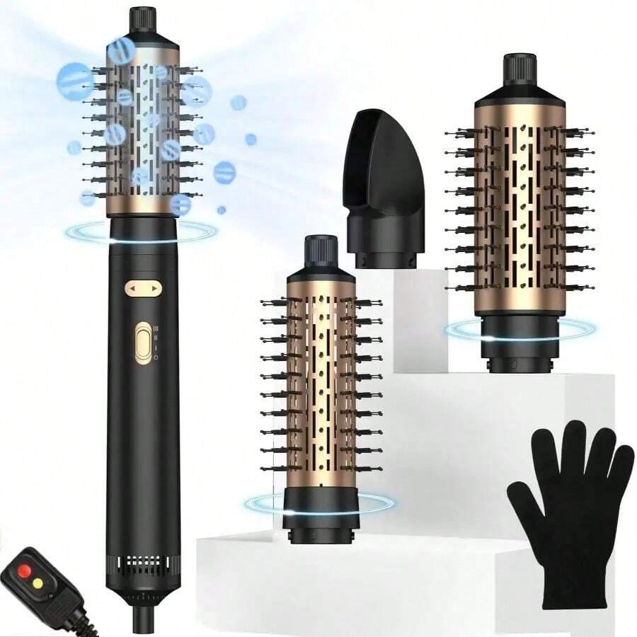 SeeCherish Rotating Hair Dryer Brush,3 In 1 Rotating Hot Air Brush With Detachable Brush(2" & 1.5"),3 Heats And 2 Speeds Rotating Hair Dryer Spinning For Curl,Straight - 查看 1