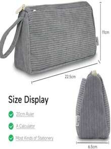 Kordfutteral, Stifteetui mit großer Kapazität, Kordstiftbox, Schul-Stiftbox, Büro-Schreibwaren-Box für Schule, Federmäppchen für Mädchen & Teenager, Kord