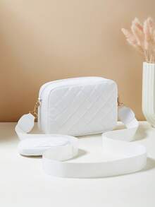 1pc Girls Mini Wave Pattern Embossed Letter Pouch, Phone Wallet Coin Purse - White - View 4