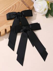 2 piezas Clips de pelo con lazo de textura dulce de moda para niñas