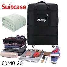 NetHong Men's Large Expandable Foldable Suitcase Collapsible Rolling Travel Luggage Bag,60*40*20cm - Black (small) - View 3