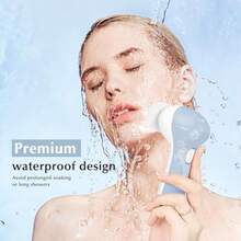 FjcCOSLUS Facial Cleansing Brush Silicone Face Scrubber: 7 In 1 FBSD Electric Exfoliating Rotating Massage Device Waterproof Deep Cleaning Exfoliation Spa Machine Electronic Skin Care Wash Systemyq - 淺藍色 - 查看 6