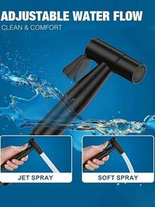 3件套高压手持喷枪套装，采用ABS塑料材质，配有壁挂式喷头、59英寸柔性软管和易于安装的坚固支架。适用于浴室和卫生间冲水、户外房车清洁、宠物淋浴、浴室和洗衣房清洁。现代家居必备用品。节日送礼佳品。