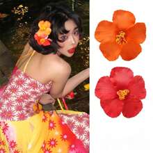 12pcs/6pcs/1pc Bohemian Style Artificial Flower Hair Clips Set, Barrettes For Women, Summer Beach Vacation Hair Accessories
