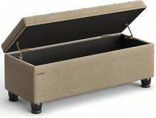 Storage Ottoman, Storage Bench, Tufted Entryway Bedroom Bench, 17.7 X 46.5 X 17.7 Inches, Hinges Easy Lid Operation, Wooden Legs, Linen-Look Cover, Loads 330 Lb, Camel Brown ULOM070K01,8059561 - 卡其色 - 查看 10