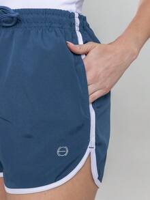 Women's Shorts With Pocket - Loose Beach Gym Spandex - Màu xanh hải quân - Xem 9