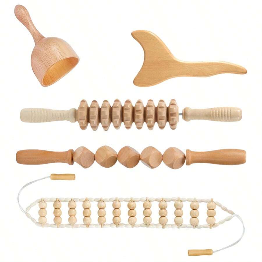 木制按摩工具、全身按摩器、手部按摩器、腿部按摩器、肩部按摩器、肩颈按摩工具、面部按摩工具、背部按摩器、腰部按摩器、全身肌肉按摩、针对不同身体部位的多功能按摩、学校、返校、旅行、旅行必需品、家庭必需品、水疗、按摩工具、按摩、按摩器、水疗 - 杏色 - 查看 1