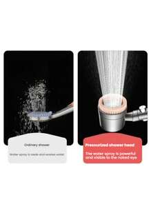 （单头花洒/3件套）家用过滤增压五档水温调节ABS花洒，配1.5米不锈钢软管和ABS免钻孔花洒支架，浴室配件，浴室工具 - 灰色 - 查看 6
