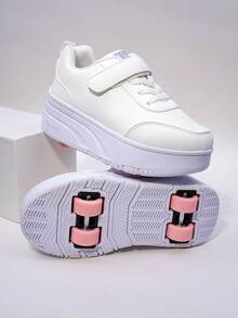 儿童四轮旱冰鞋，可拆卸旱冰鞋，户外运动鞋，男女童休闲运动鞋 - 白色 - 查看 8