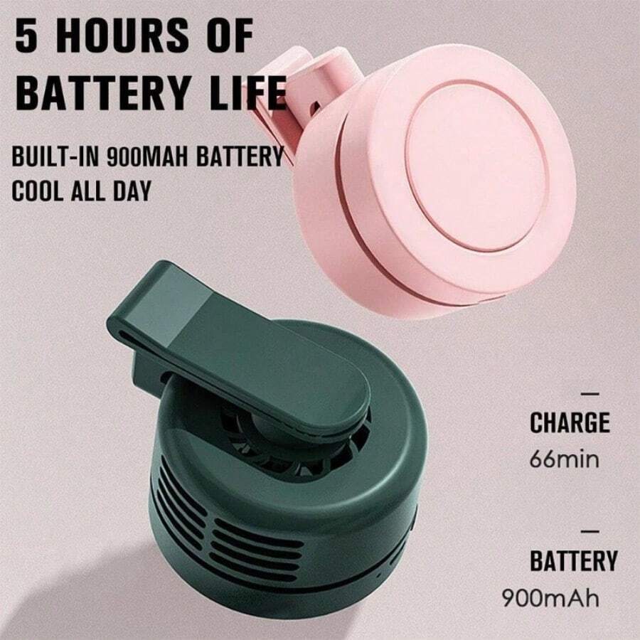 2025 Newest Mini Bladeless Fan | 3 Speed + 360° Adjustable Head - Silent Bladeless Design | Dual Clip On Dressing/Waist Hanging - 10 Hours Long Life | Essential Cooling Device For Outdoor, Traveling, Office - 綠色 - 查看 1