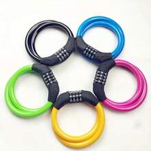 Resettable Steel Combination Lock, Applicable For Bicycle Anti-Theft Security, Multiple Colors Available (Black, Yellow, Green, Pink, Blue), PVC/Steel Wire Structure, Secure 4-Digit Combination Design, Suitable For Mountain Bike, Road Bike, E-Bike, Motorcycle Lock | Steel Wire Bicycle Lock - Resettable Bicycle Password Lock - View 9