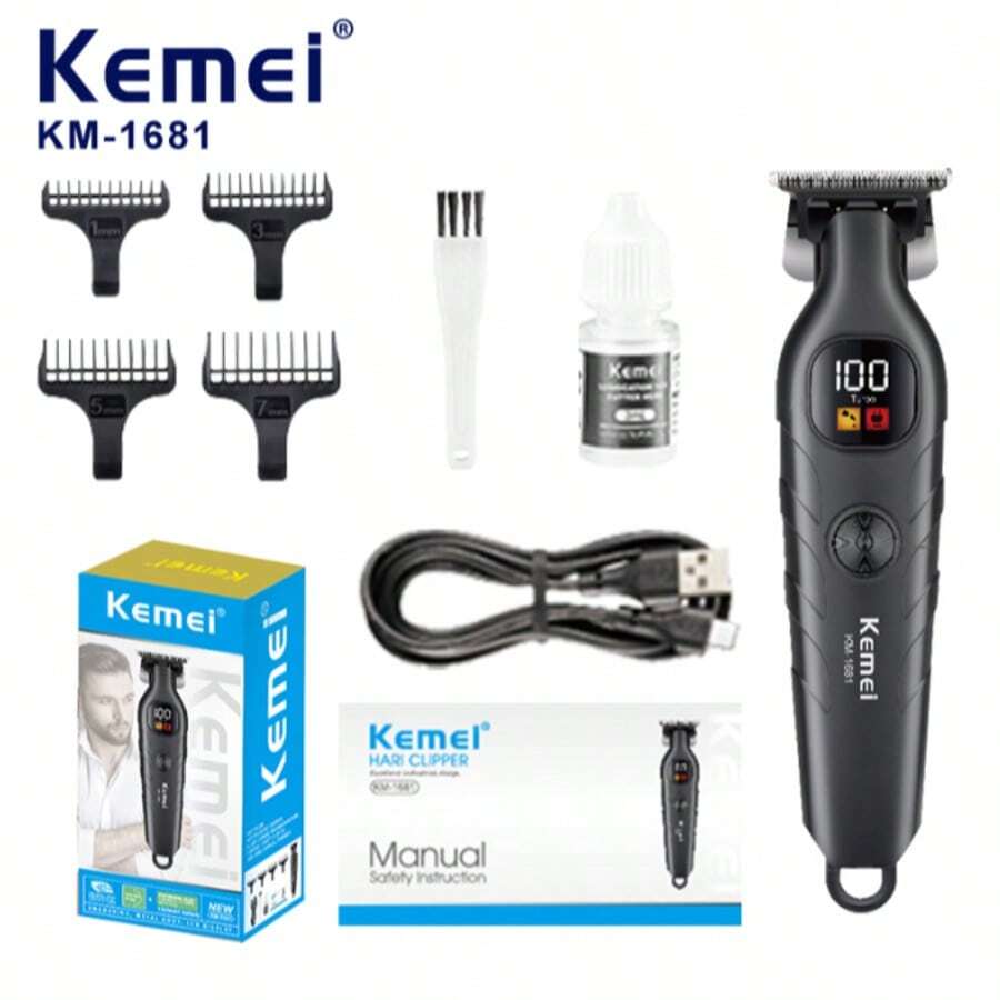 Recortadora Profesional Daling DL0046 con Pantalla LED, Diseño Compacto de 17 cm y Carga USB Rápida - Negro - Ver 1