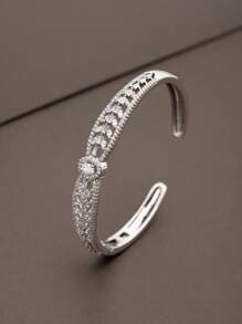 1 套奢华优雅的立方氧化锆小麦设计手链和戒指，适合女性日常和派对佩戴，不包括礼品盒