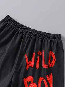 2pcs/Set Toddler Boys Casual Outdoor Soft Milk Silk Letter Print Short Sleeve T-Shirt And Shorts Set, Summer