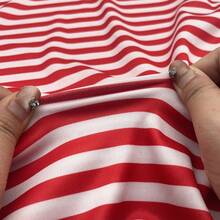 1 件双向弹力红白条纹印花面料 - 160x50cm 几何图案轻质材料，适用于 DIY 缝纫、包袋、枕头、节日独立日、圣诞装饰 - 仅可手洗，预裁 - 多色 - 查看 4