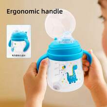 Cartoon Duckbill Cup For Kids 6 Months & Up - Silicone Duckbill Straw Cup For 1-3 Years Spillproof Transition Weighted Straw Toddler Cup PPSU Free, 4.1 Oz (116.62g) Multicolor