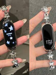 1条女士夏季度假风多功能星形水钻表链表带，适用于Band 8 Pro/9 Pro、8/8 NFC/9/9 NFC/10/10 NFC和Watch4/Watch5 - 銀色 - 查看 2