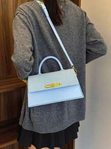 Women's Structured Box Shape Handbag, Fashionable And Elegant Shoulder/Crossbody Bag, Pink