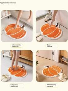 1 件万圣节南瓜植绒浴室防滑垫，吸水地毯，尺寸约为 23.6 英寸 * 23.6 英寸，适用于玄关、浴室、厨房装饰，厨房地毯