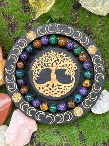 1pc Handmade Lapis Lazuli & Tiger's Eye Beaded Unisex Bracelet, Symbol Of Abundance And Prosperity, Jewelry Gift For Festival Blessing - Multicolor - View 3