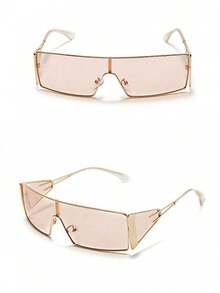 1PC Vintage Metal Frame Fashion Glasses – Stylish Shades For Women – Versatile Accessory For Beach Trips, Camping, Vacation Outfits, And Everyday Wear – Perfect With Summer Dresses, Jackets, Hoodies, And Preppy Back-To-School Styles - 黃色 - 查看 8