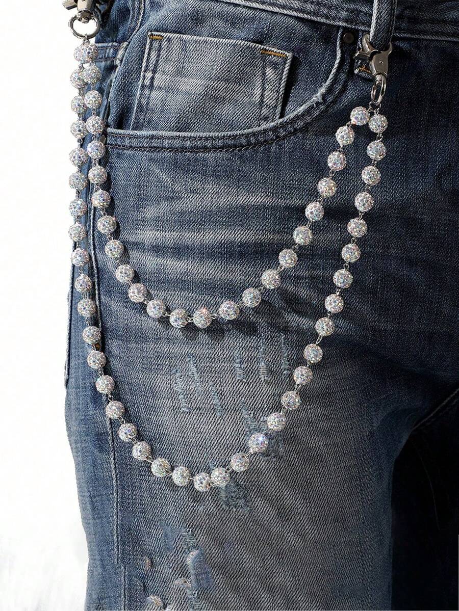 男士腰饰，高端大气上档次。男女款裤链，时尚小众的粘土镶嵌钻石和钻石球腰链，手工身体链，裤链吊坠链，腰链