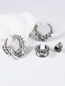 一对朋克铜制 U 形蝙蝠翼耳道和耳塞加强器无线喇叭形马鞍形耳重计穿孔耳环男女通用日常生活中酷炫复古 - 1對蝙蝠耳擴 - 查看 6