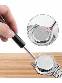 1 件装手表后盖开启刀钟表电池更换按压后盖拆卸器撬刀金属维修工具 - 黑色 - 查看 1