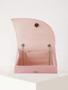 REMANLAND 1pc Plain PU Leather Elegant Magnetic Closure Women Clutch Bag Suitable For Evening Use - Pink - View 7