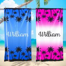 Personalized Coconut Tree Design Pattern Beach Towel, Lightweight, Soft Polyester, Tropical Palm Tree Print, Perfect For Honeymoon, Graduation Or Beach Vacation, Beach Accessories | Soft Texture ,Strong Water Absorption, Sand-Free, Birthday Gift - Multicolor - View 5