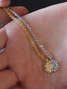 Fashionable And Versatile Collarbone Necklace | Moon And Sun Couple Necklace | Suitable For Daily Wear And Vacation For Both Men And Women, Suitable For Holiday And Anniversary Gifts - Polychrome - 查看 4