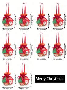 1 pieza/5 piezas/10 piezas Bolsas de regalo de Navidad, Bolsa de regalos de Papá Noel, Bolso de muñeco de nieve navideño, bolsas de Apple para regalo en Nochebuena, Empaque de frutas navideñas, Regalos para dulces, Recuerdos decorativos