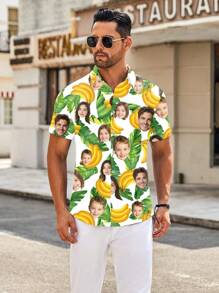 Spersonalizowana koszula hawajska, z portretami męskimi/żeńskimi, dziecięcymi, ze zwierzętami, z kreskówek, z motywem świątecznym