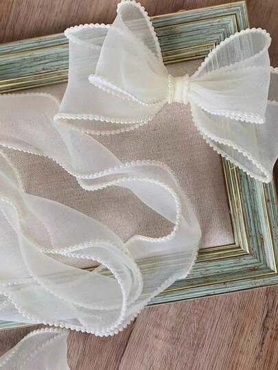 1pc - 5 Yards Pearl Fishbone Yarn Bouquet Packaging Ribbon, Korean Style Yarn Ribbon, Colorful Ribbon, Floral DIY Bow