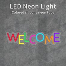 可调节 LED 霓虹灯 - 多色可调光 LED 霓虹灯 - USB 供电商务欢迎标识 - 理想的墙面装饰和礼物