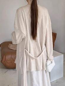 طقم بدلة رسمية أنيقة بلون واحد وسروال للمكتب - لون مشمشي - مشاهدة 2