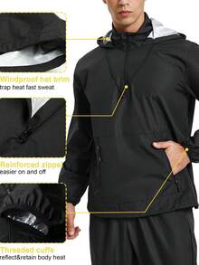 TAILONG Sauna Jacket For Men Sweat Jacket Zipper Hoodie Sauna Suit For Workout - Black - View 2