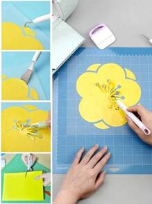 5/6pcs Vinyl Craft Precision Weeding Tool Set, Vinyl Matching Waste Collection Tray DIY Silicone Desktop Trash Collector, Craft Tweezers, Trimming Tools Suitable For Silhouette/Siser/Oracal 631 651 751 Cutting And Engraving Machines