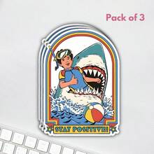Stay Positive Vinyl Sticker, Funny Cute Shark Diving Sticker, Humorous Waterproof Sticker For Water Bottles, Kindle, Laptops, Books, Tumbler, Cars, Journals, And Outdoor Use, Removable, Reusable And High Quality Adult Humor Funny Quote Sticker,For School Supplies,Back To School - Multicolor - View 10