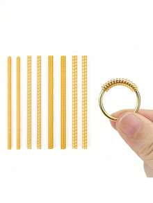 1 Set/8pcs Invisible Plastic Coiled Adjustable Ring Sizer, Transparent & Gold Spring Cord Rings Adjuster, Unisex Suitable For Any Occasion, Can Be Gift For Friends - Spring rope set - View 8