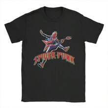 COOL SUMMER Mens Womens Spider Punk Spider-ManS Cartoon T Shirt Pure Cotton Graphic Print Tee Shirts Spider ManS Clothing Outfits - 黑色 - 查看 1