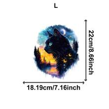 1/2/3 Peças Adesivos de Transferência de Calor de Gato Sob o Céu Estrelado - Adesivos Laváveis, Adequados para Camisetas, Almofadas e Roupas - Aplicação Fácil de Prensagem a Quente, Remendos Decorativos DIY, Enfeites de Almofada
