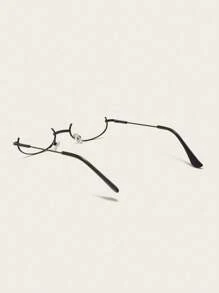 1 pièce Monture de lunettes de mode à demi-bord ovale pour femmes, accessoire de mode au style rétro